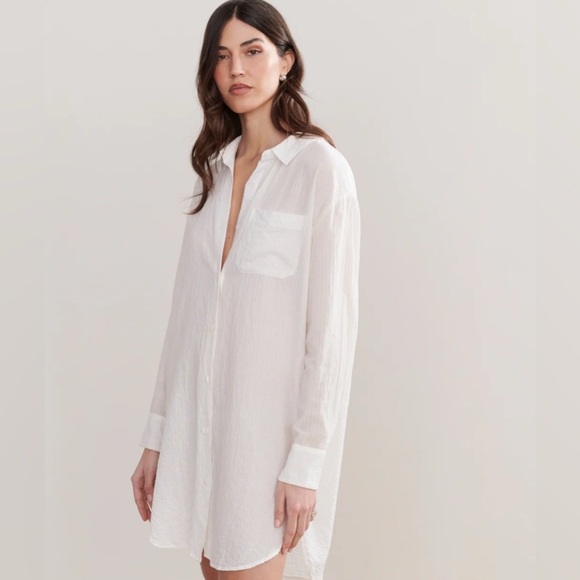 JENNI KAYNE The Beach Shirt Dress White Cotton Blend Button Down XXL - Picture 14 of 14